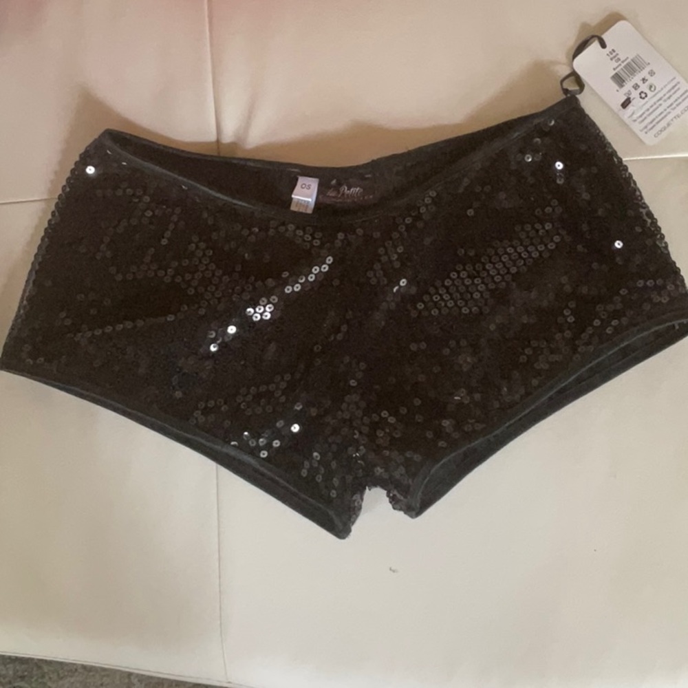 Black Sequin Booty shorts/panties O/S